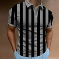 thumbnail image 1 of S-5X Plus Size Golf Shirts for Men Big & Tall Short Sleeve Tshirts Shirt Mens Casual Stripe Printed Pullover Slim Button Collared Workout Tees Tops, 1 of 7