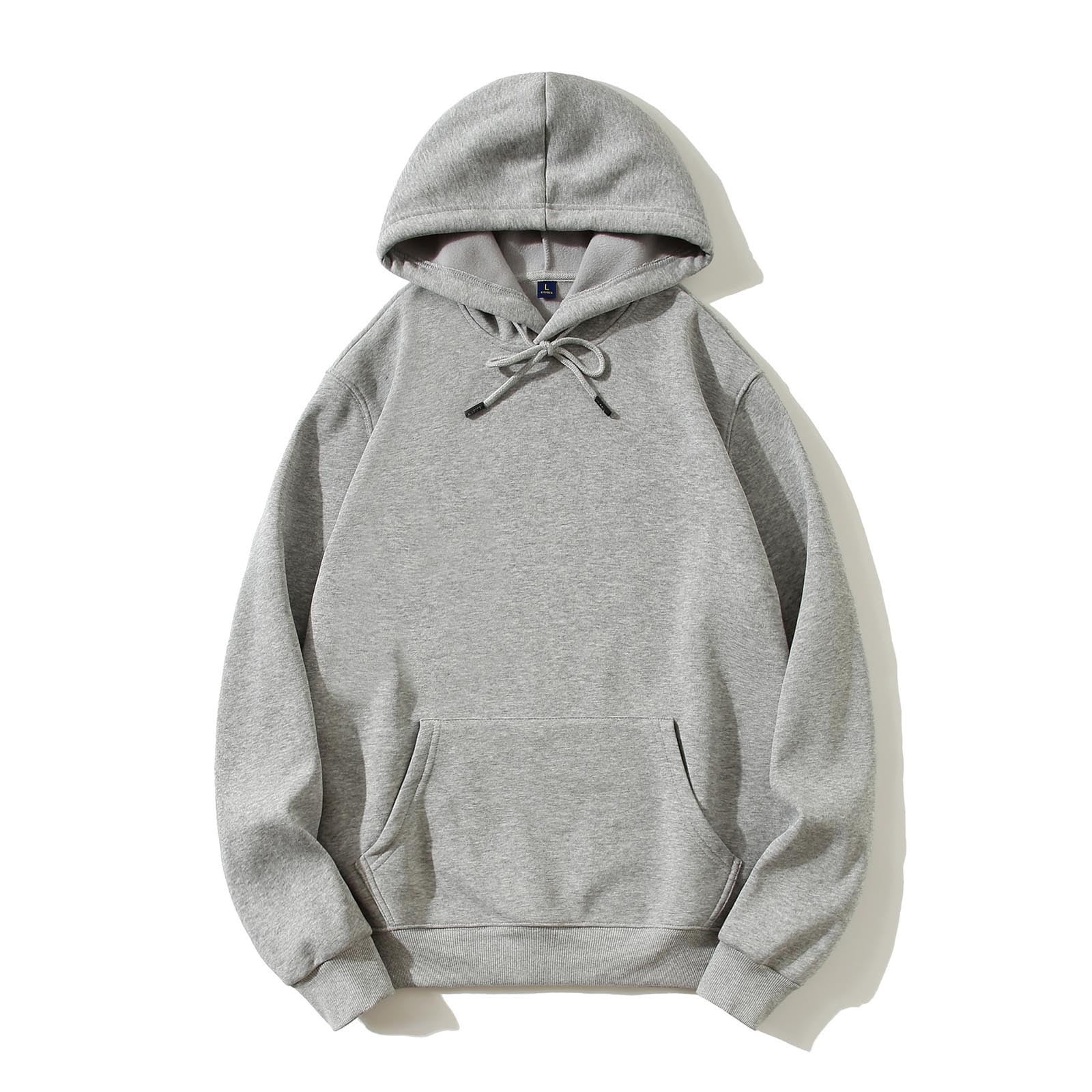 S-5X Plus Size Hoodies for Men with Front Pocket Big & Tall Fleece Lined Sweatshirts Casual Pullover Long Sleeve Solid Color Warm Hooded Tops
