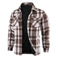 thumbnail image 1 of S-5X Plus Size Mens Big & Tall Quilted Jackets with Pockets Button-Down Coats Long Sleeve Lapel Casual Plaid Printed Thermal Warm Work Shirt Jacket, 1 of 6