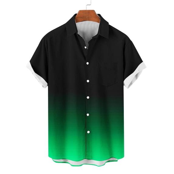 S-5X Plus Size Mens Big & Tall Shirts Short Sleeve Button-Down Tshirts Shirt with Pocket and Collared Gradient Printed Hawaiian Beach Tees Tops