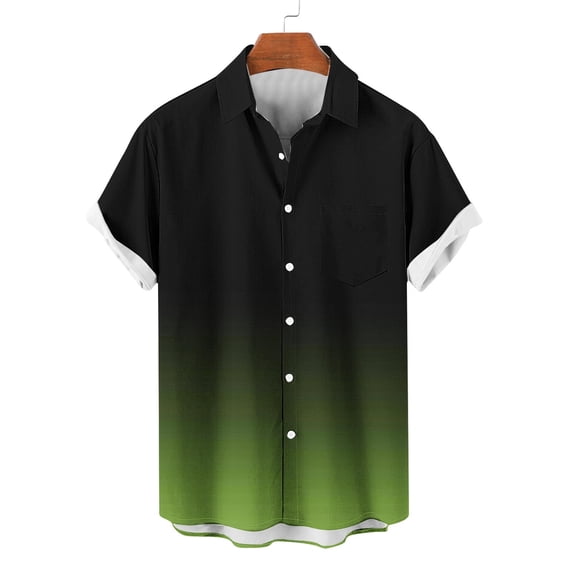S-5X Plus Size Mens Big & Tall Shirts Short Sleeve Button-Down Tshirts Shirt with Pocket and Collared Gradient Printed Hawaiian Beach Tees Tops