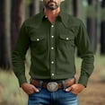 thumbnail image 1 of S-5X Plus Size Mens Big & Tall Shirts with Pockets Long Sleeve Tshirts Shirt Button-Down Collared Casual Solid Color Vintage Work Tops, 1 of 7