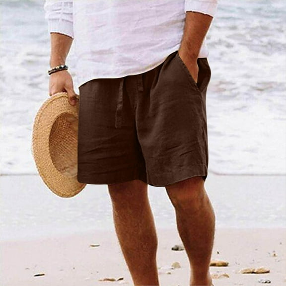 S-5X Plus Size Mens Big & Tall Shorts with Pockets Drawstring Elastic Waist Wide Leg Lightweight Solid Loose Going-Out Workout Beach Short