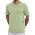 thumbnail image 1 of S-5X Plus Size Mens Big & Tall T Shirts Casual Short Sleeve Crewneck Tees Tops Pullover Stretchy Slim Solid Color Basic Loungewear Workout Tshirts, 1 of 5