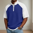 thumbnail image 1 of S-5X Plus Size Mens Big & Tall T-Shirts Short Sleeve Tshirts Shirts for Men Summer Waffleknit Zipper Stand Collared Casual Tees Tops, 1 of 5