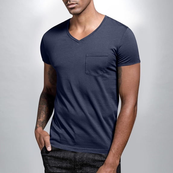 S-5X Plus Size Mens Big & Tall T Shirts with Pocket Short Sleeve V Neck Tees Tops Mens Casual Solid Color Pullover Loungewear Workout Tshirts Shirt