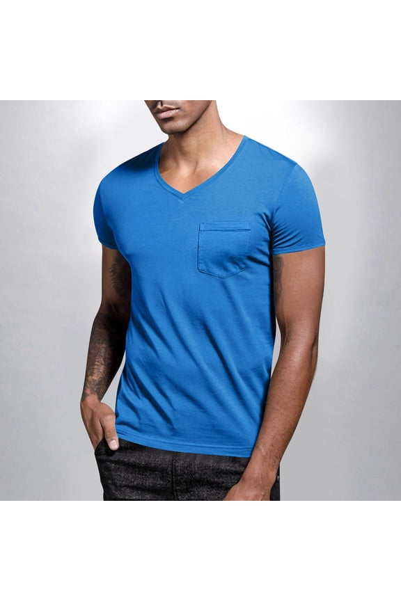 S-5X Plus Size Mens Big & Tall T Shirts with Pocket Short Sleeve V Neck Tees Tops Mens Casual Solid Color Pullover Loungewear Workout Tshirts Shirt