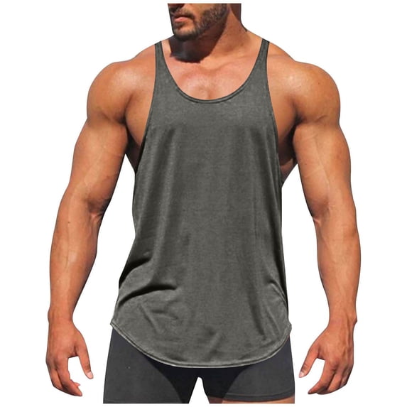 S-5X Plus Size Mens Big & Tall Tank Tops Quick-Drying Sleeveless Muscle A Shirts Racerback Crewneck Pullover Breathable Cotton Athletic Workout Vests