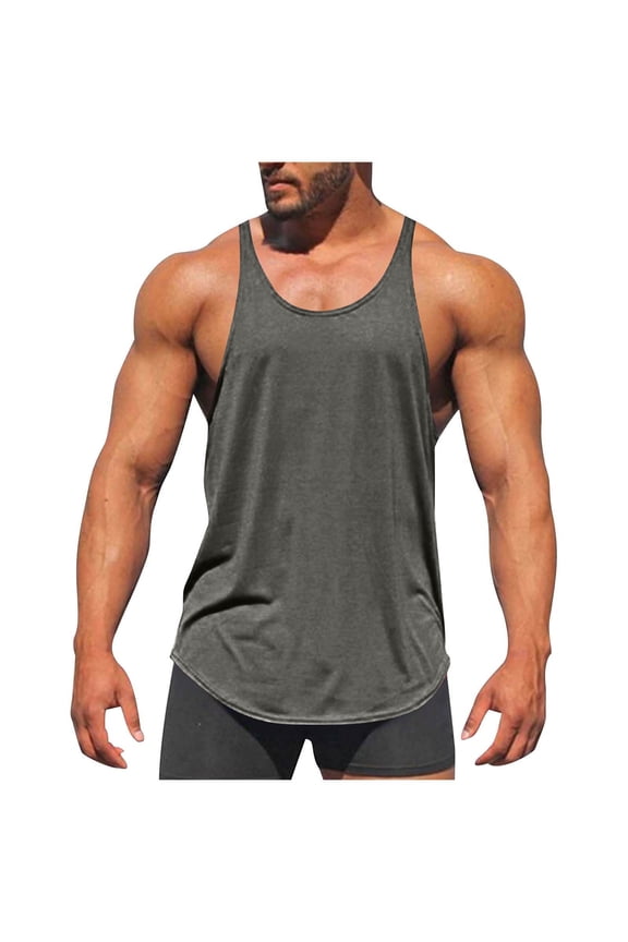 S-5X Plus Size Mens Big & Tall Tank Tops Quick-Drying Sleeveless Muscle A Shirts Racerback Crewneck Pullover Breathable Cotton Athletic Workout Vests
