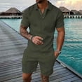thumbnail image 1 of S-5X Plus Size Outfits Sets for Men 2 Piece Big and Tall Sweatsuits Casual Short Sleeve T-Shirts and Shorts Solid Beach Set with Pockets, 1 of 5