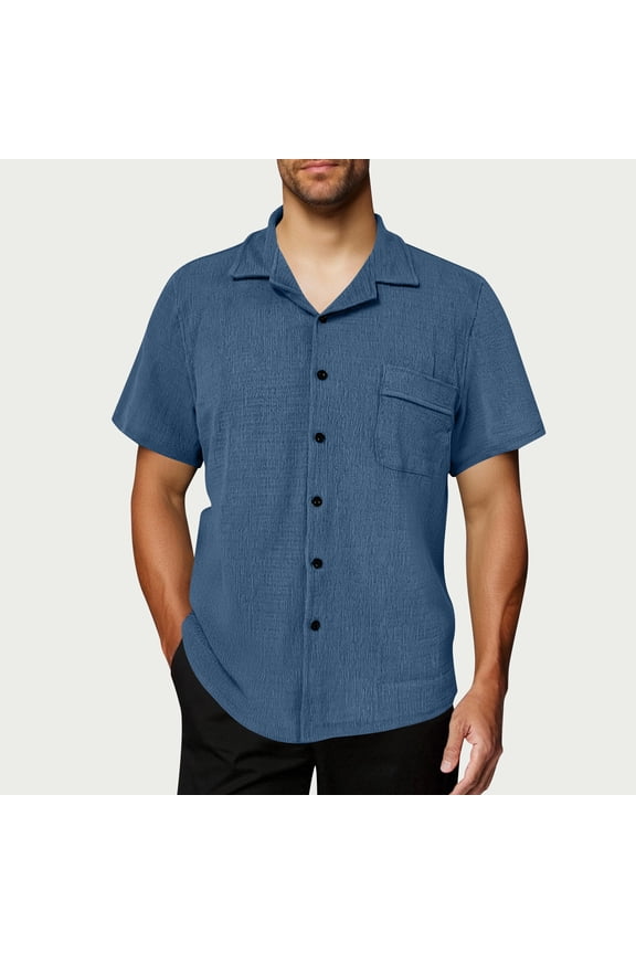 S-5X Plus Size Shirts for Men with Pocket Big and Tall Short Sleeve Tshirts Shirt Button-Down Collared Solid Color Casual Going-Out T-Shirts