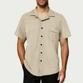 thumbnail image 1 of S-5X Plus Size Shirts for Men with Pocket Big and Tall Short Sleeve Tshirts Shirt Button-Down Collared Solid Color Casual Going-Out T-Shirts, 1 of 7