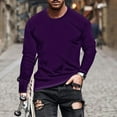 thumbnail image 1 of S-5X Plus Size Shirts for Men Big & Tall Long Sleeve Crewneck T Shirt Mens Casual Solid Color Pullover Slim Basic Loungewear Athletic Workout Tops, 1 of 6