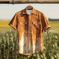thumbnail image 1 of S-5X Plus Size Shirts for Men with Pockets and Collar Big & Tall Short Sleeve Tshirts Shirt Button-Down Vintage Printed Cowboy T-Shirts Tops, 1 of 7