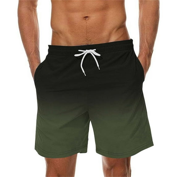 S-5X Plus Size Shorts for Men with Pockets Big & Tall Drawstring Elastic Waist Wide Leg Lightweight Gradient Printed Beach Board Short