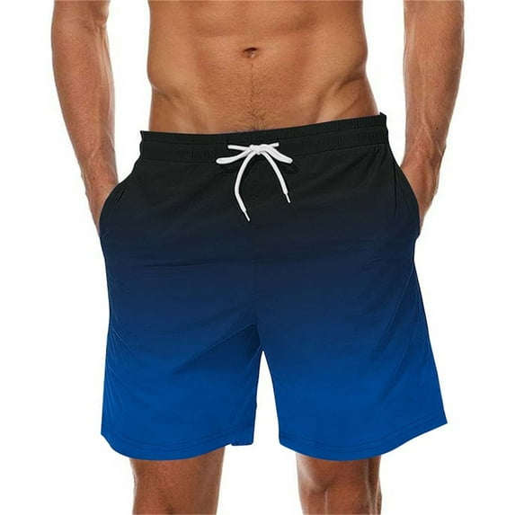 S-5X Plus Size Shorts for Men with Pockets Big & Tall Drawstring Elastic Waist Wide Leg Lightweight Gradient Printed Beach Board Short