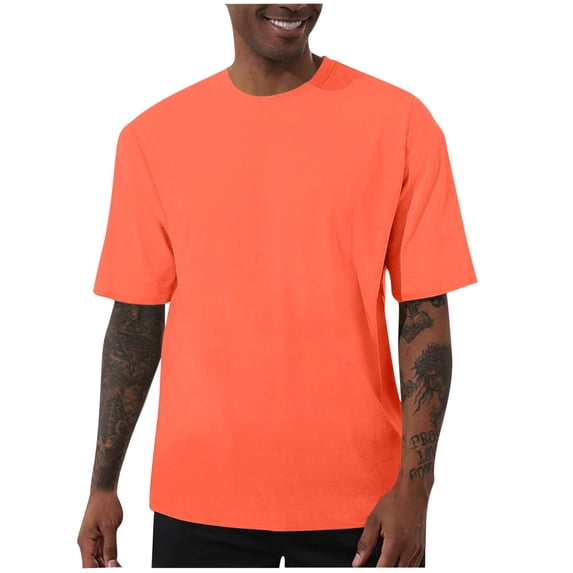 S-5X Plus Size T Shirts for Men Big & Tall Short Sleeve Crewneck Tees Tops Mens Casual Solid Color Pullover Basic Athletic Workout Tshirts Shirt