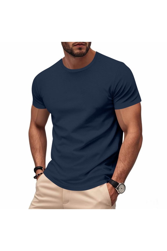 S-5X Plus Size T Shirts for Men Big & Tall Short Sleeve Crewneck Tees Tops Quick-Drying Solid Color Pullover Breathable Athletic Workout T-Shirts
