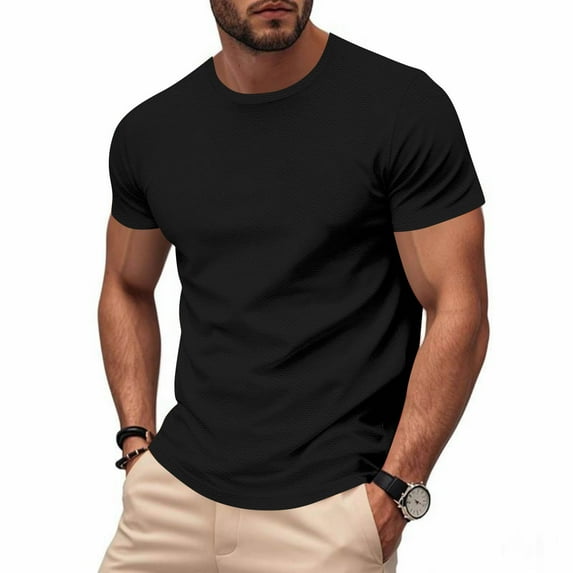 S-5X Plus Size T Shirts for Men Big & Tall Short Sleeve Crewneck Tees Tops Quick-Drying Solid Color Pullover Breathable Athletic Workout T-Shirts
