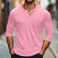 thumbnail image 1 of S-5X Plus Size T Shirts for Men with Pocket Big & Tall Long Sleeve Tshirts Shirt Mens Casual Solid Color Pullover Button Crewneck Going-Out Tees Tops, 1 of 6
