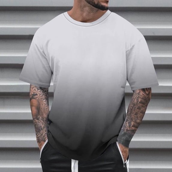 S-5X Short Sleeve T Shirts for Men Big & Tall Crewneck Tshirts Shirt Plus Size Casual Pullover Gradient Printed Going Out Loungewear Tops