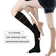 XBMEGO S-5XL 2pcs/Pair Medical Compression Calf Sleeves Open Toe Football Running Breathable Varicose Vein Leg Support Socks 15-21 mmHg
