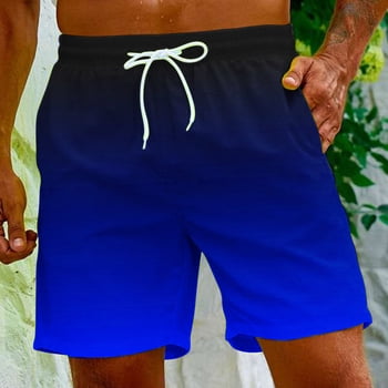 S-5XL Beach Shorts for Men Big & Tall with Pockets and Drawstring Elastic Waist Plus Size Wide Leg Gradient Printed Loose Loungewear Short