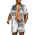 thumbnail image 1 of S-5XL Mens Hawaiian Shirt Sets Printed Button Down Short Sleeve Shirt + Shorts Summer Vacation Beachwear, 1 of 6