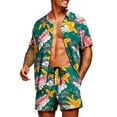 thumbnail image 1 of S-5XL Mens Hawaiian Shirt Sets Printed Button Down Short Sleeve Shirt + Shorts Summer Vacation Beachwear, 1 of 6