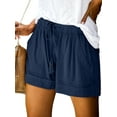 thumbnail image 1 of HIMONE S-5XL Women Casual Shorts Plain Solid Color Elastic Waist Drawstring, 1 of 3