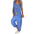 thumbnail image 1 of Women Sleeveless One Piece Jumpsuit Cotton Linen Rompers Overalls Loose Suspender Trousers, 1 of 3