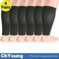 thumbnail image 1 of S(6Pack) Wide Calf Compression Sleeve Women Men Plus Size Leg Compression Sleeves Graduated Support for Circulation Recovery, Shin Splints Leg Pain Relief Support, Swelling, Travel, Black,ChYoung, 1 of 15