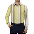thumbnail image 1 of S-6X Big & Tall Shirts for Men Long Sleeve Plus Size Button-Down Collar T-Shirts Mens Trendy Stripe Printed Slim-Fit Beach Work Tshirts Tops, 1 of 5