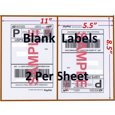 S 800 Shipping Labels Blank Labels -2/Sheet- UPS Fedex Paypal Self Adhesive