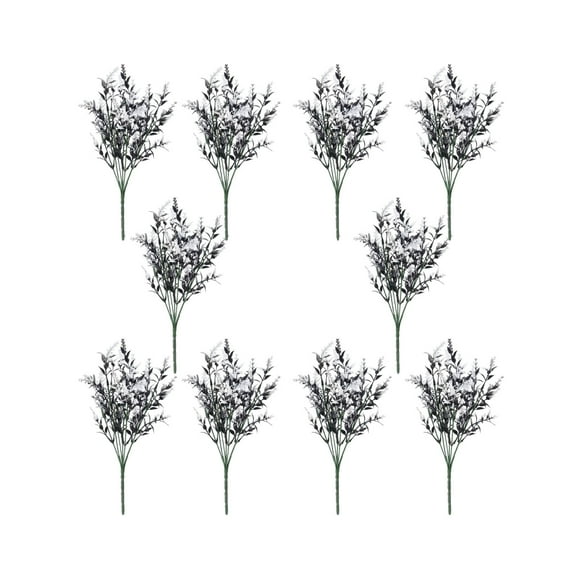 S-884 Black Artificial Seagrass Lavender Plants Indoor Outdoor Decor Fake Flowers For Home Garden Wedding Farmhouse Decoration Set Of 10 Stems 13.8 Inches Tall Lightweight 0.77 Lb Plastic