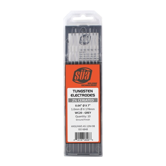 SÃA - 2% Ceriated Tungsten Electrode - TIG - 0.04" x 7" - (Grey Tip) - (10 PACK)