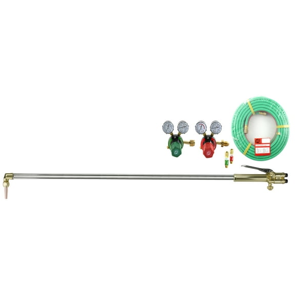 SÜA 48" Heavy Duty Straight Cutting Torch 90° Head - Compatible with ST900FC + Regulators + 100 Feet Hose + Cutting Tip and Arrestors (Acetylene)