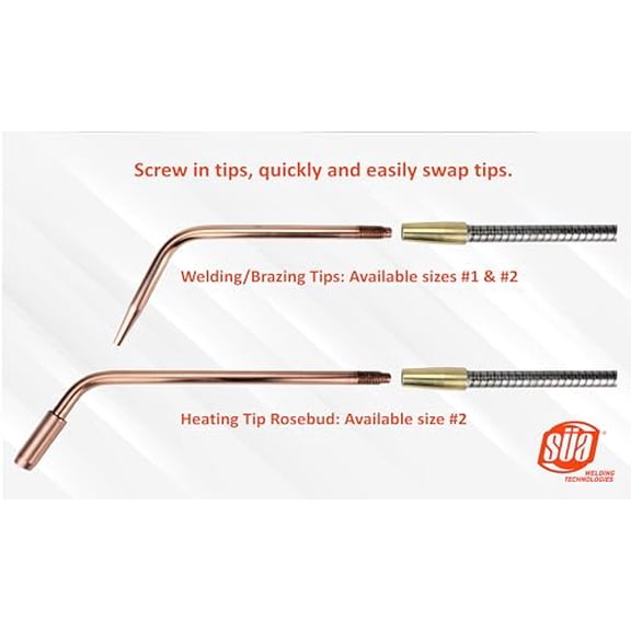 SA - Oxy-Acetylene Flexible Welding/Heating Tip System Compatible with J Series Victor Torches - 6 inches