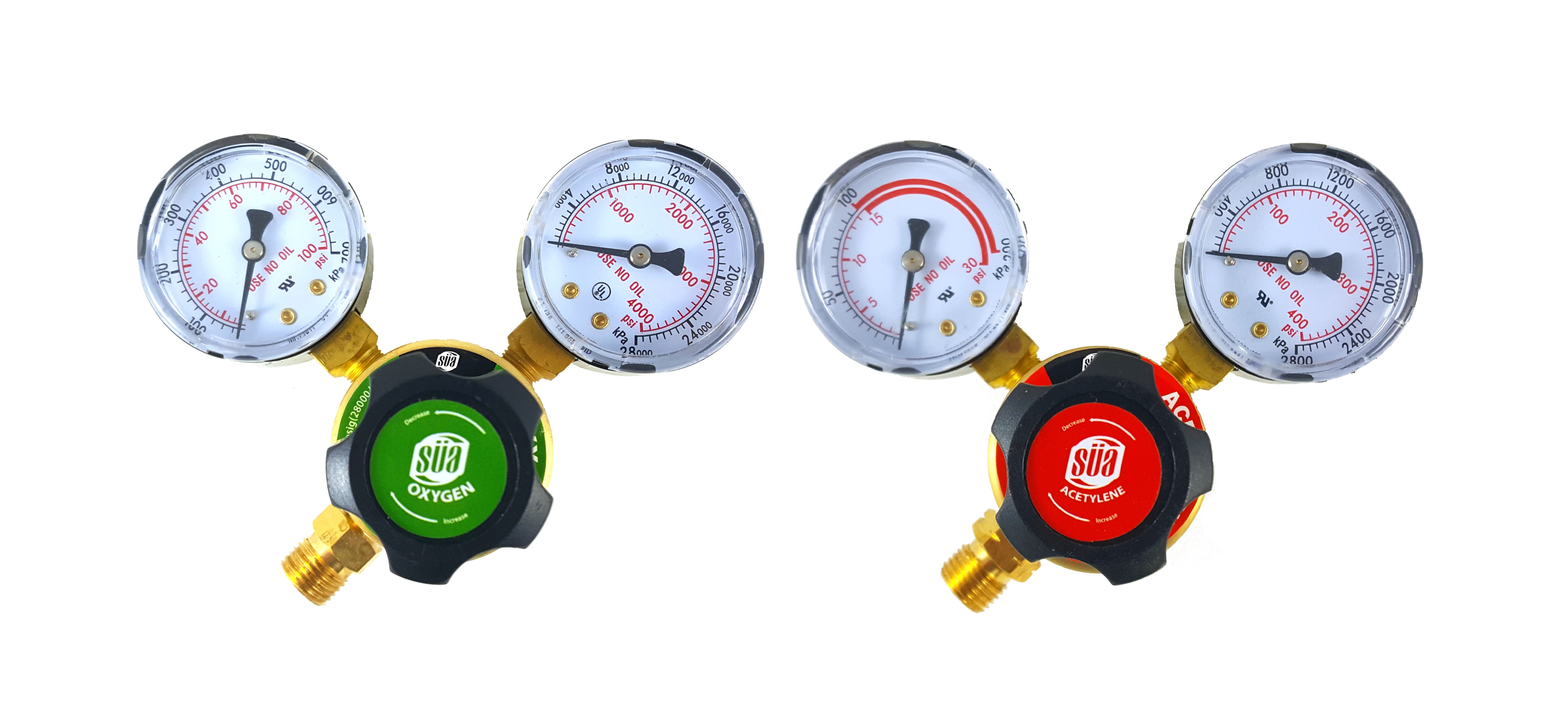 SA - Oxygen and Acetylene Regulators Welding Gas Gauges -Pair - Rear Entry - LDP series