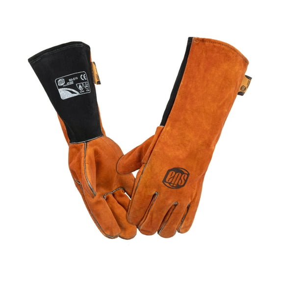 SÜA Premium Split Leather Welding Gloves - Back Single Piece - Full Cotton Fleece Lining - 16 inches - Size L