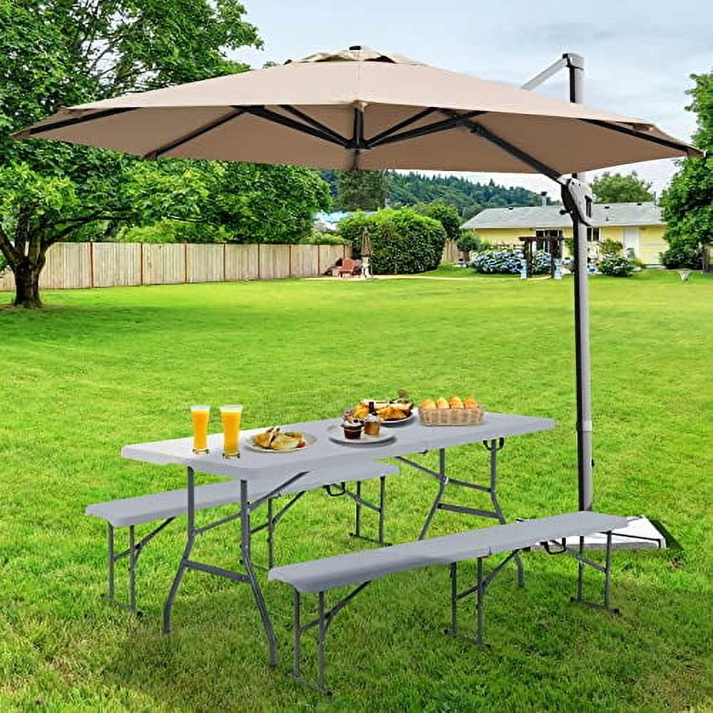 S AFSTAR 2PCS Plastic Folding Bench, 6FT Outdoor Camping Picnic Benches ...