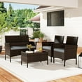 thumbnail image 1 of S AFSTAR 4 Pieces Patio Rattan Conversation Set, Patio PE Outdoor Set w/Tempered Glass Coffee Table, Loveseat & Chairs, Zippered Gray Cushions, Wicker Patio Sofa Set for Backyard, Garden & Poolside, 1 of 9