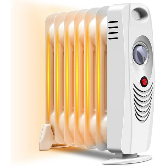 S AFSTAR 700W Oil Filled Radiator Heater, Energy Saving Portable Electric Heater with Thermostat & Overheat Protection, Quiet Small Space Heater for Office, Under Desk, Bedroom, Indoor Use