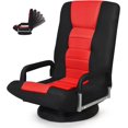 thumbnail image 1 of S AFSTAR Floor Gaming Chair, Swivel Foldable Chair with Armrest & 6-Position Adjustable Backrest, Folding Rocker for TV Reading & Home Office (Red), 1 of 18