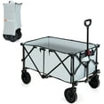 thumbnail image 1 of S AFSTAR Folding Wagon Cart, Collapsible Garden Wagon w/Adjustable Handle & Universal Wheels, Heavy Duty Folding Utility Cart for Agricultural Material Toy Grocery, Load Capacity up to 180Lbs (Gray), 1 of 9