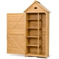 thumbnail image 1 of S AFSTAR Outdoor Storage Shed for Garden Tools, Wooden Patio Shed with Gable Roof and Metal Latches, 1 of 7