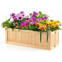 S AFSTAR Outdoor Wooden Planter Box, Folding Raised Garden Bed W/Drainage Hole, Patio Rectangle Plant Container for Flowers Vegetables Fruits Herbs, Collapsible Planting Box for Yard