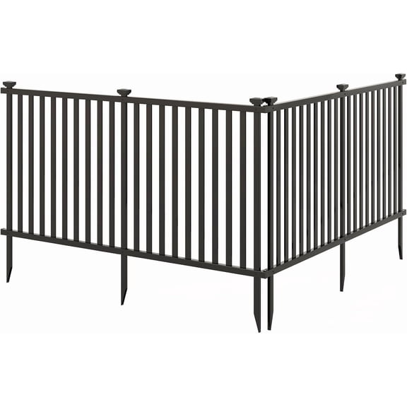 S AFSTAR PVC Fence Panels, 80" x 51" Garden Fences Outdoor Picket Fence Set of 2, Privacy Fences Kit Dog Fencing Pool Equipment Enclosure Temporary Fencing for Yard, Pool & Garden (Black)