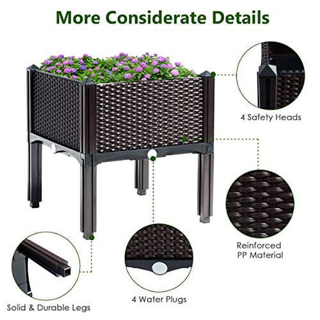 S AFSTAR Raised Garden Bed Kit, Set of 4, Elevated Planter Boxes with