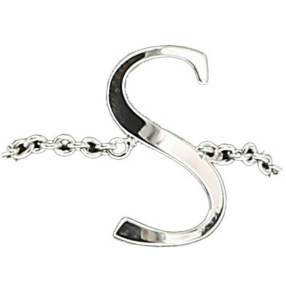 S - Adjustable Rhodium Plated Monogram Ring